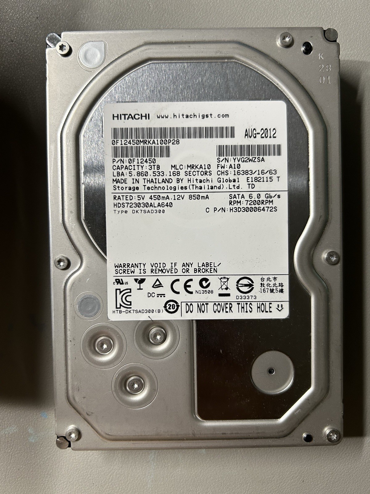Hitachi HDS723030ALA640 3TB 7200RPM SATA III 3.5in HDD, Low Power-On Hours