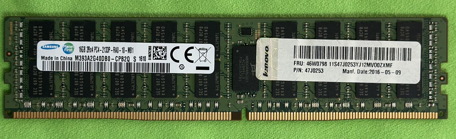 LENOVO 16GB DDR4-2133 ECC RDIMM SERVER RAM FRU 46W0798 P/N 47J0253 SAMSUNG LENOVO 16GB DDR4-2133 ECC RDIMM SERVER RAM FRU 46W0798 P/N 47J0253 SAMSUNG