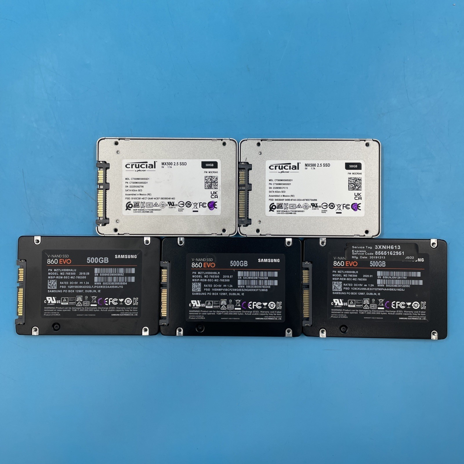 (LOT OF 5) *MIXED BRANDS* 500GB SSD 2.5\