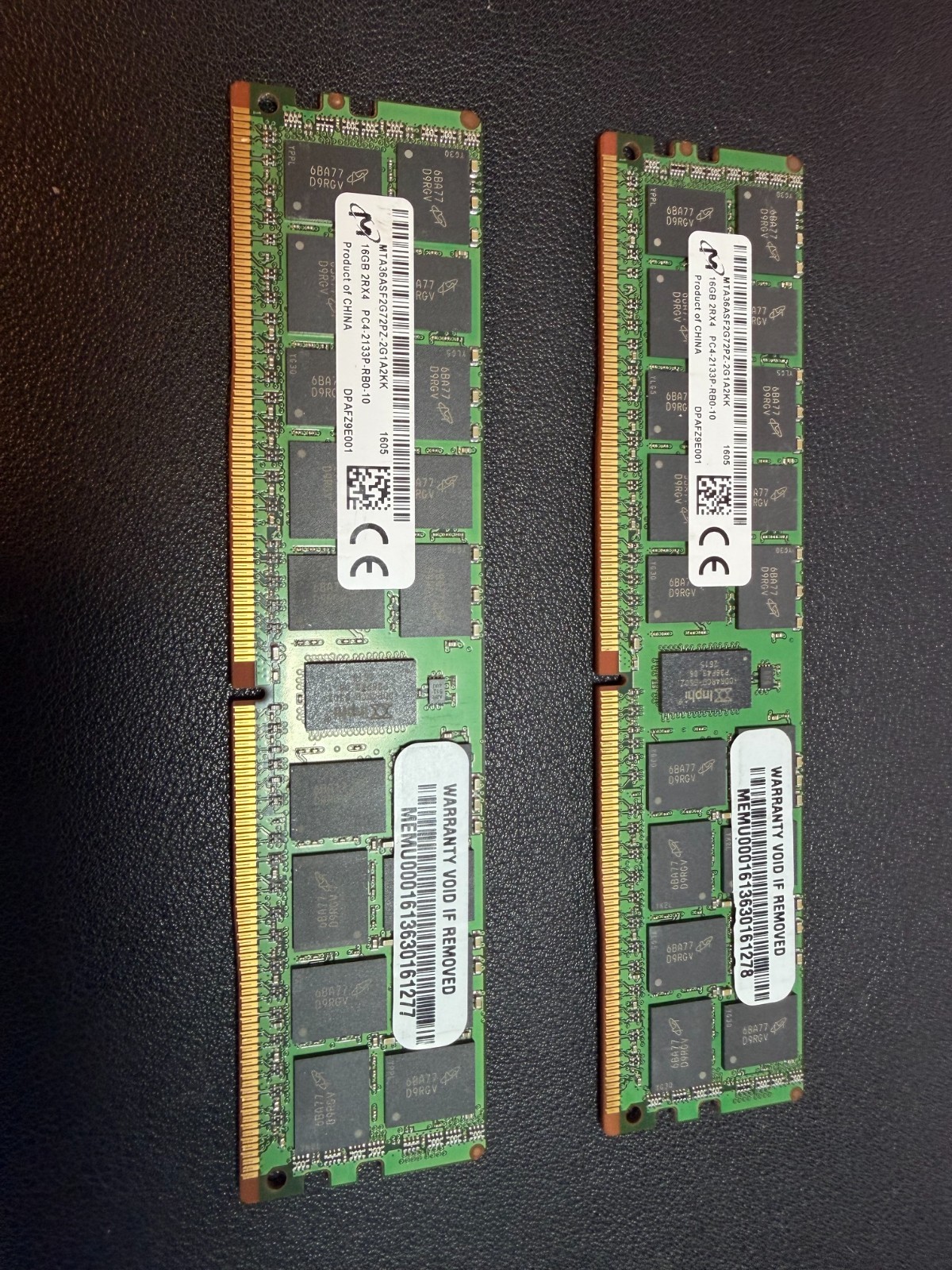 Micron MTA36ASF2G72PZ-2G1A2KK 16GB 2133P DDR4 ECC Server Memory (LOT OF 2) Micron MTA36ASF2G72PZ-2G1A2KK 16GB 2133P DDR4 ECC Server Memory (LOT OF 2)