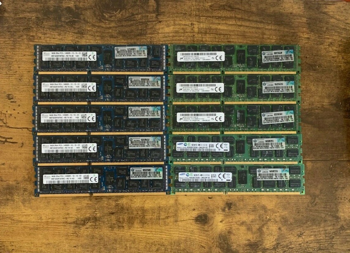 [ BULK LOT OF 10 ] 16GB 2Rx4 DDR3 1866 MHz PC3 14900 RDIMM ECC Server Memory RAM