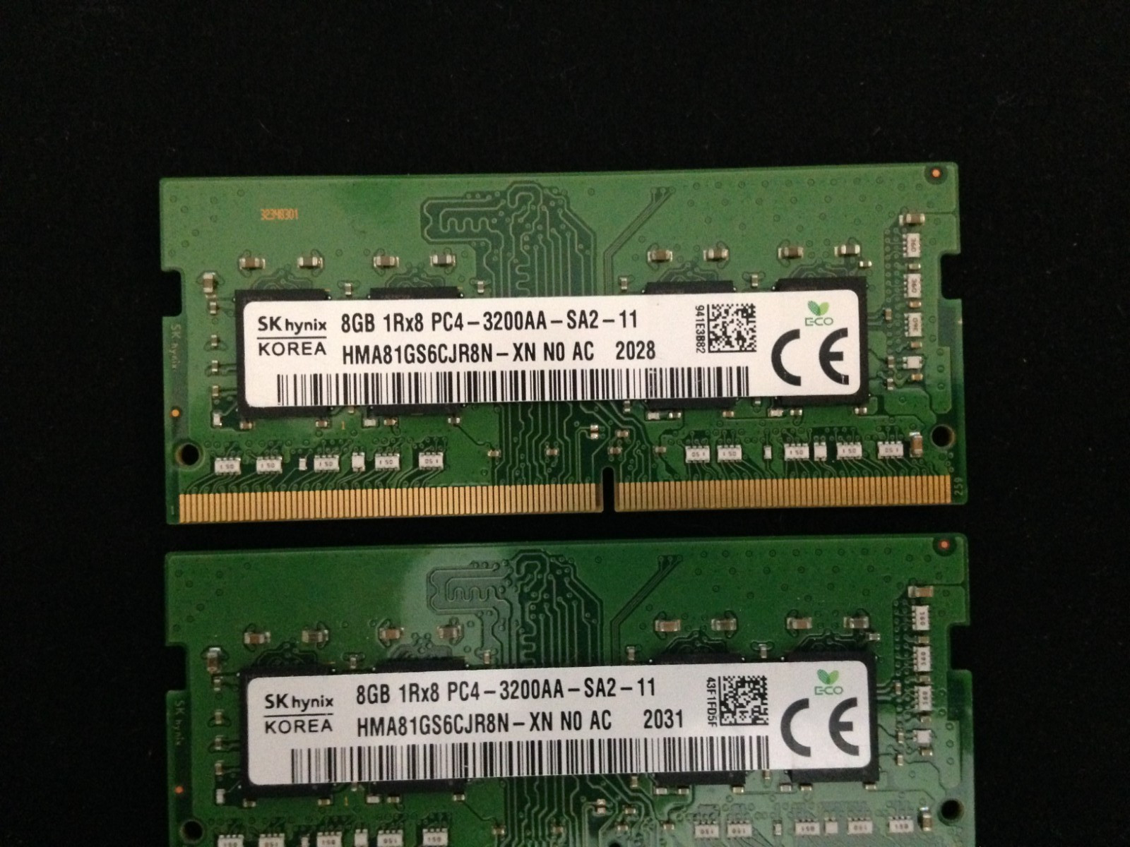 QTY 2 - 8GB DDR4 3200 MHz PC4 Laptop Memory RAM