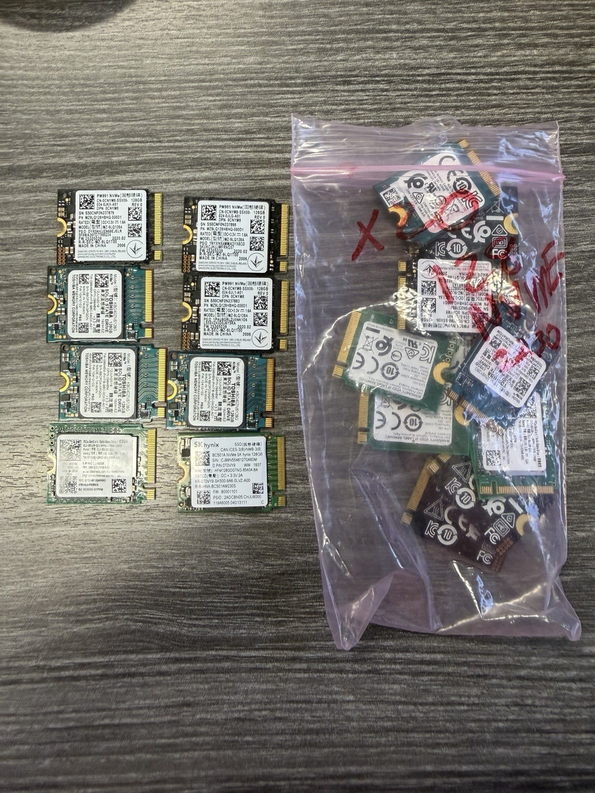 LOT OF 20  128GB 2230 M.2 PCIe NVMe SSDs | Mixed Brands