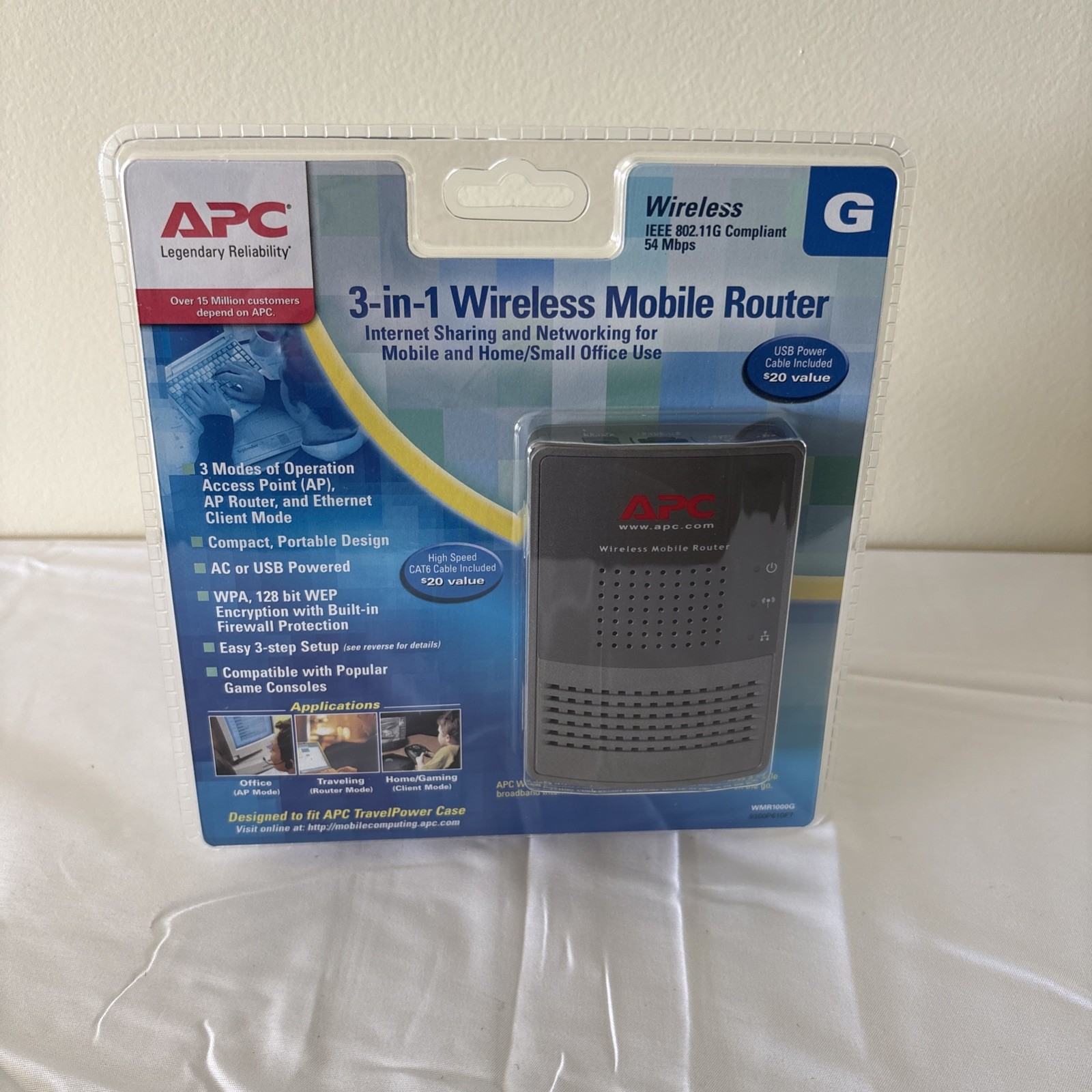Vintage APC WMR1000G 54 Mbps 3-in-1 Wireless Mobile Router G Brand New Sealed