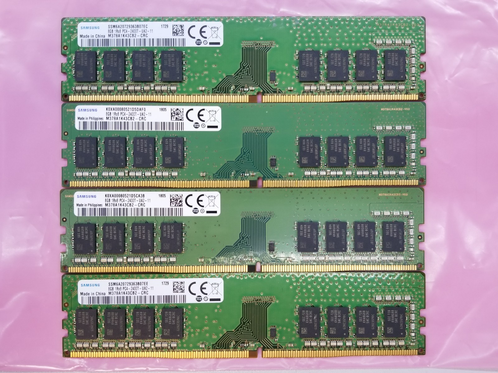 Samsung 32GB (4x8GB) DDR4 1Rx8 PC4-2400 288 Desktop RAM Memory M378A1K43CB2-CRC