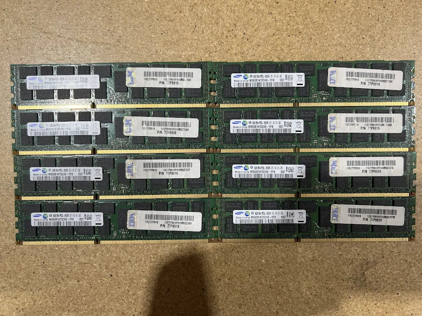 LOT OF 8-SAMSUNG 8GB 2Rx4 PC3L-8500R-07-10-E1-D2(8x8GB=64GB) ECC Reg Server RAM LOT OF 8-SAMSUNG 8GB 2Rx4 PC3L-8500R-07-10-E1-D2(8x8GB=64GB) ECC Reg Server RAM