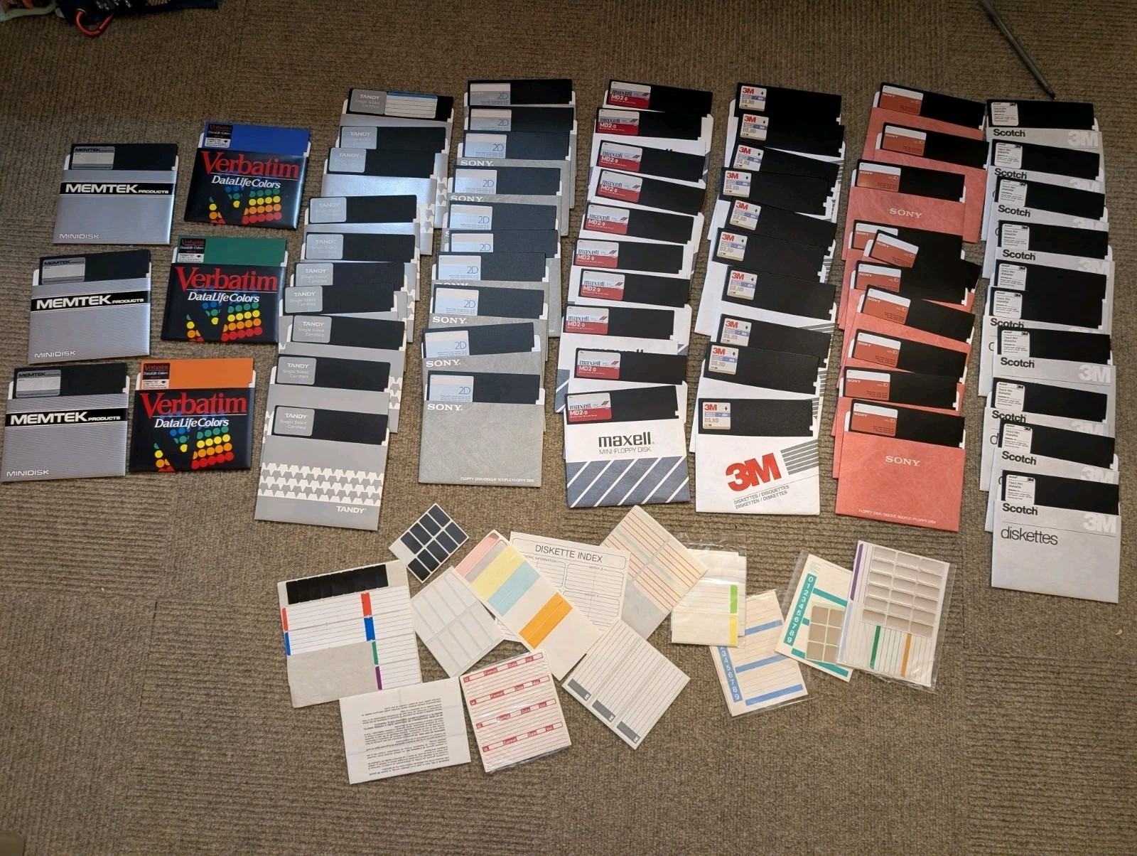 Lot of 66 - 5.25” Floppy Disks Vintage - Tandy, Sony, Maxell, 3M, Scotch, etc. Lot of 66 - 5.25” Floppy Disks Vintage - Tandy, Sony, Maxell, 3M, Scotch, etc.