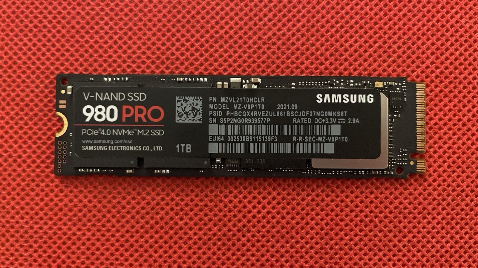 Samsung 2280mm 980 Pro 1TB M.2 NVMe Gen 4.0 x 4 SSD MZ-V8P1T0