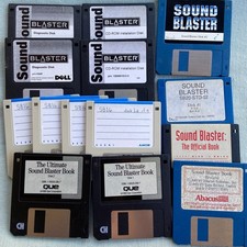 Computer Drivers Lot Audio Sound Blaster Install Diagnostics Book 3.5” F Vintage picture