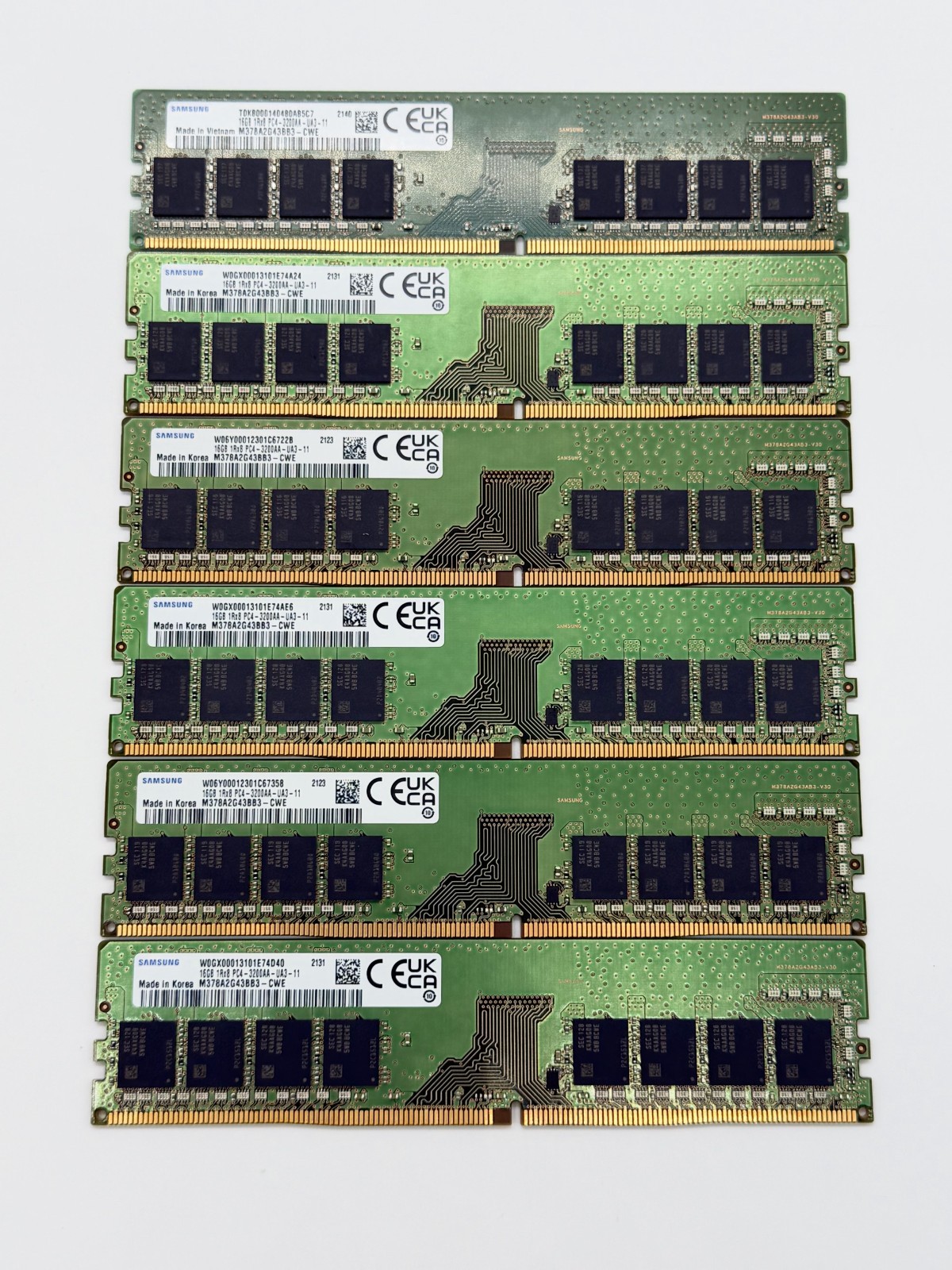 16GB SAMSUNG  M378A2G43BB3-CWE PC4-3200AA-UA3-11 DIMM DESKTOP TESTED LOT OF 6