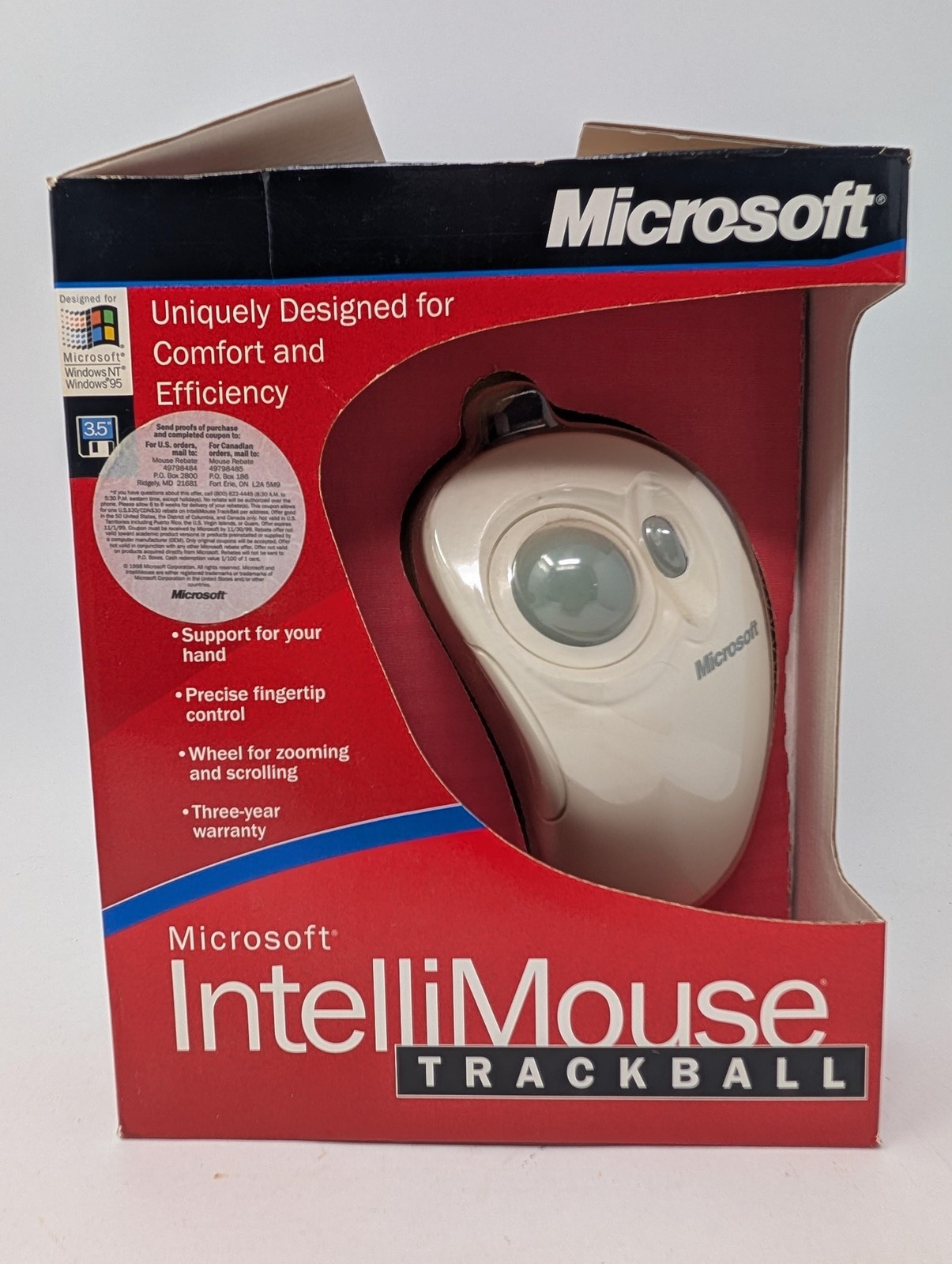 Vintage Microsoft IntelliMouse TrackBall White Wired Ergonomic Scroll X03-79448 Vintage Microsoft IntelliMouse TrackBall White Wired Ergonomic Scroll X03-79448