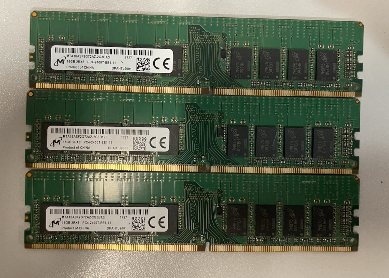 Lot of 3 Micron 16GB DDR4-2400 PC4-19200E 2Rx8 ECC UDIMM MTA18ASF2G72AZ Lot of 3 Micron 16GB DDR4-2400 PC4-19200E 2Rx8 ECC UDIMM MTA18ASF2G72AZ