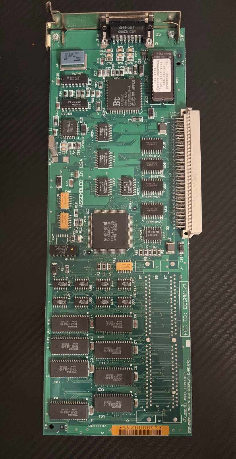 Vintage 1990/91 APPLE MACINTOSH Display Card 670 M0121 820-0600-A UNTESTED Vintage 1990/91 APPLE MACINTOSH Display Card 670 M0121 820-0600-A UNTESTED