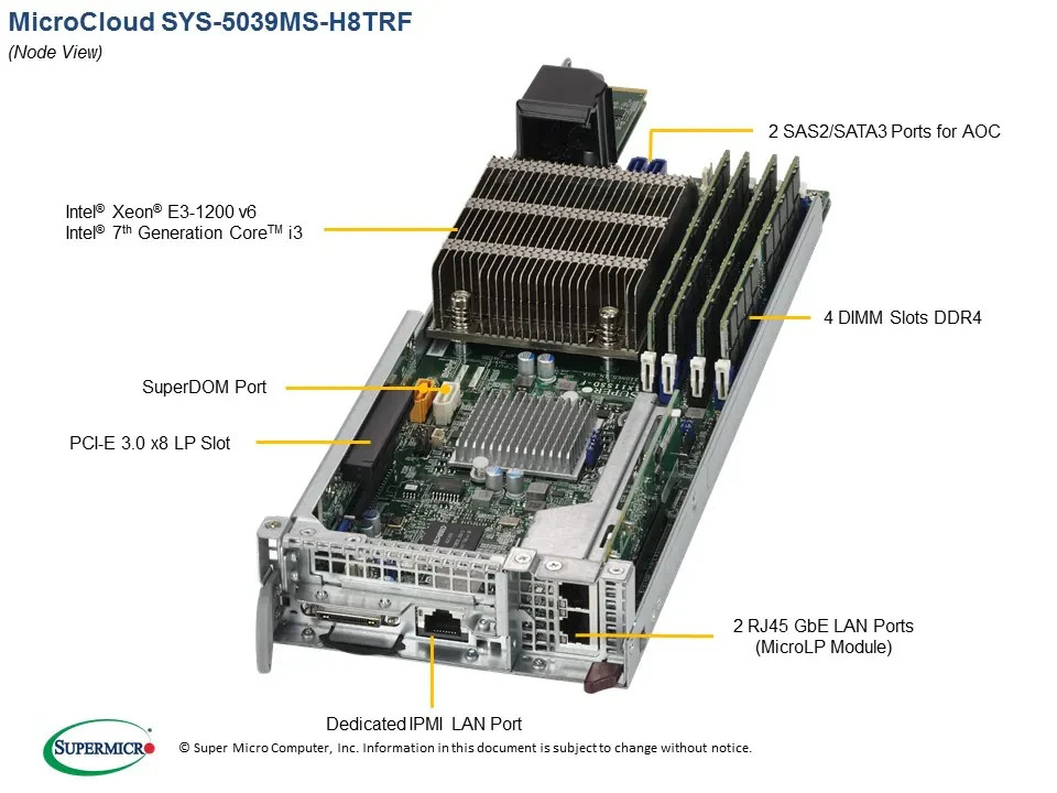 Supermicro PIO-SM-5039MS-H8TRFNODE Server Node – Enterprise Compute Node