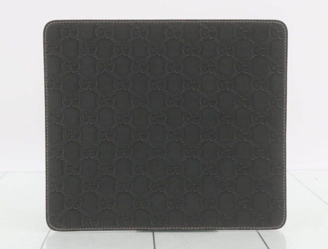 Gucci Leather Mouse Pad GG Monogram Gold Vintage Authentic Black Used