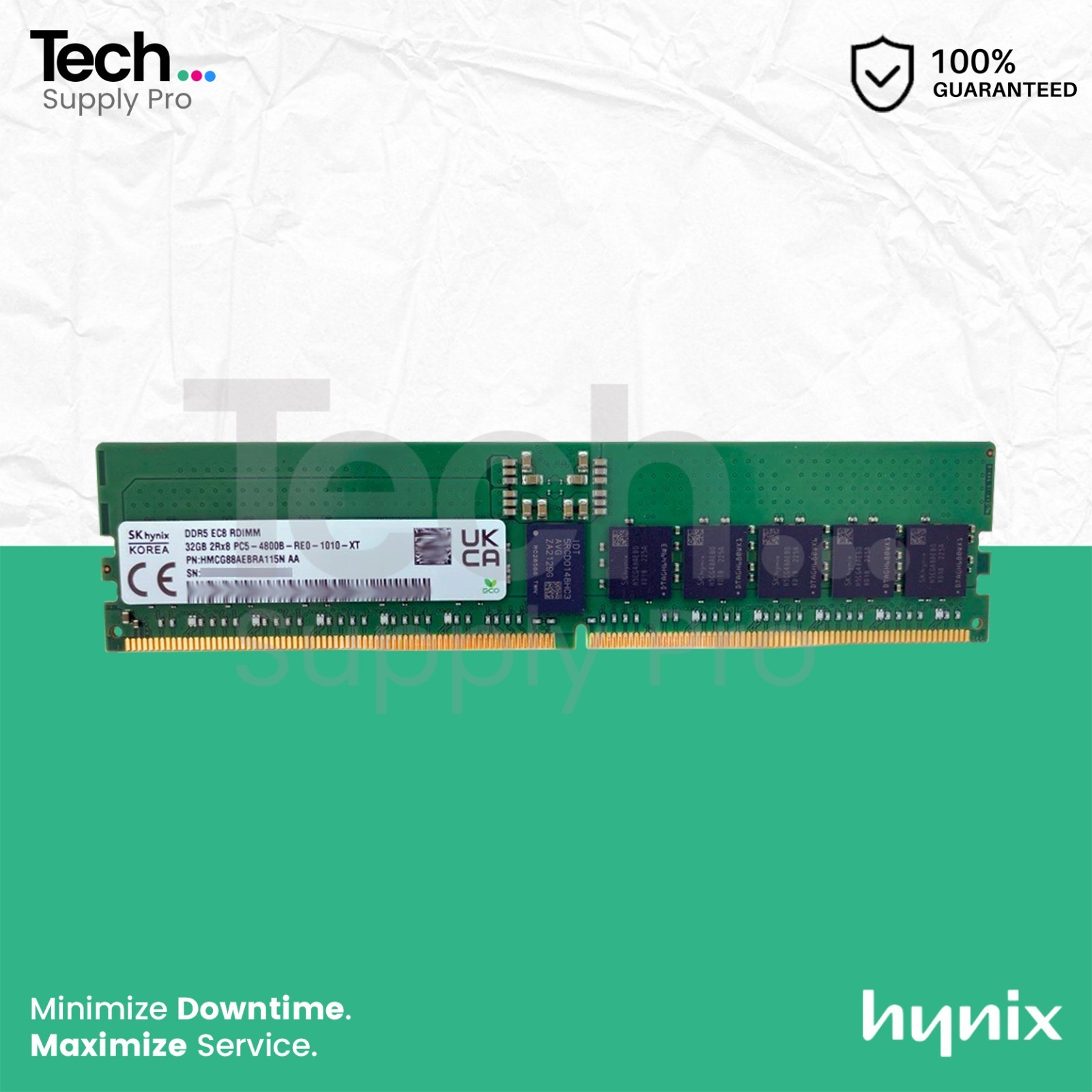 HMCG88AEBRA115N Hynix 32GB PC5-38400 DDR5-4800MHz ECC 2Rx8 RDIMM 1.1V Memory