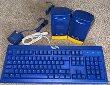 Vintage 1999 Hot Wheels PC USB Keyboard SK-1100U(E) + Speakers Patriot Tested picture