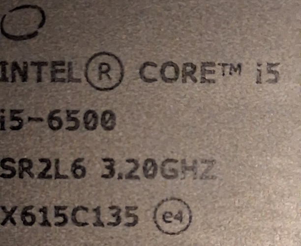Intel core i5-6500 CPU Intel core i5-6500 CPU