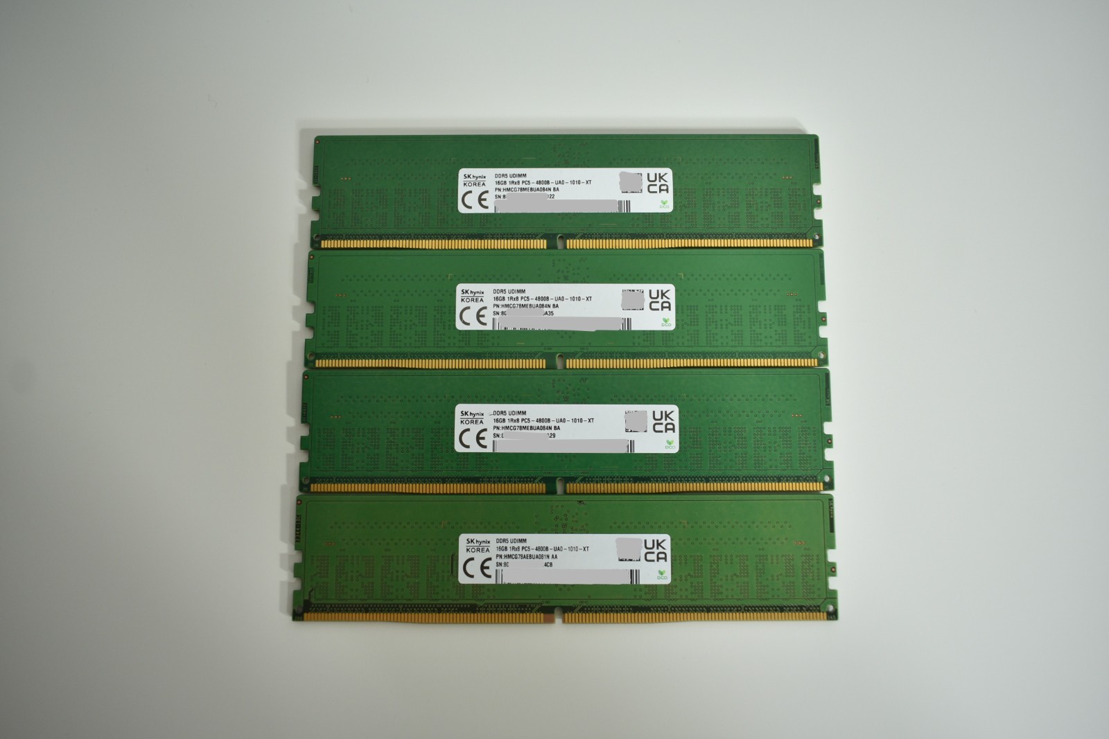 (Lot of 4) SK Hynix 16GB 1RX8 PC5-4800B-UA0-1010-XT Desktop Memory - Total 64GB (Lot of 4) SK Hynix 16GB 1RX8 PC5-4800B-UA0-1010-XT Desktop Memory - Total 64GB