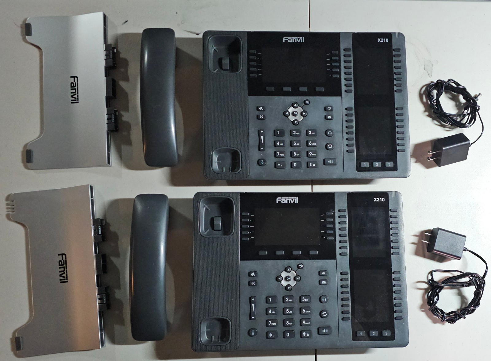 Fanvil X210 IP Phone Pair – 20-Line Executive Desk Phones w/ Power Adapters
