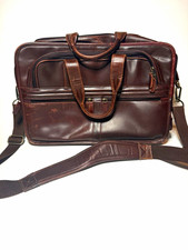 Vintage Dark Brown Leather Messenger Bag Large 17