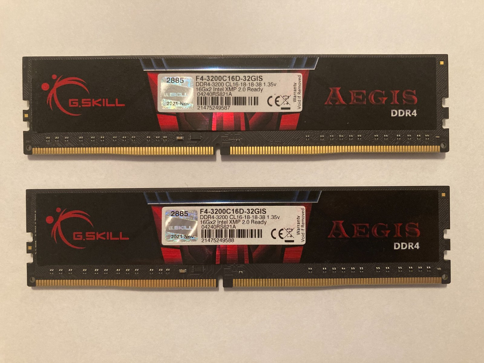 32GB (2x16GB) G.Skill Aegis DDR4 3200MT/s (PC4-25600) 288-Pin Desktop Memory Kit