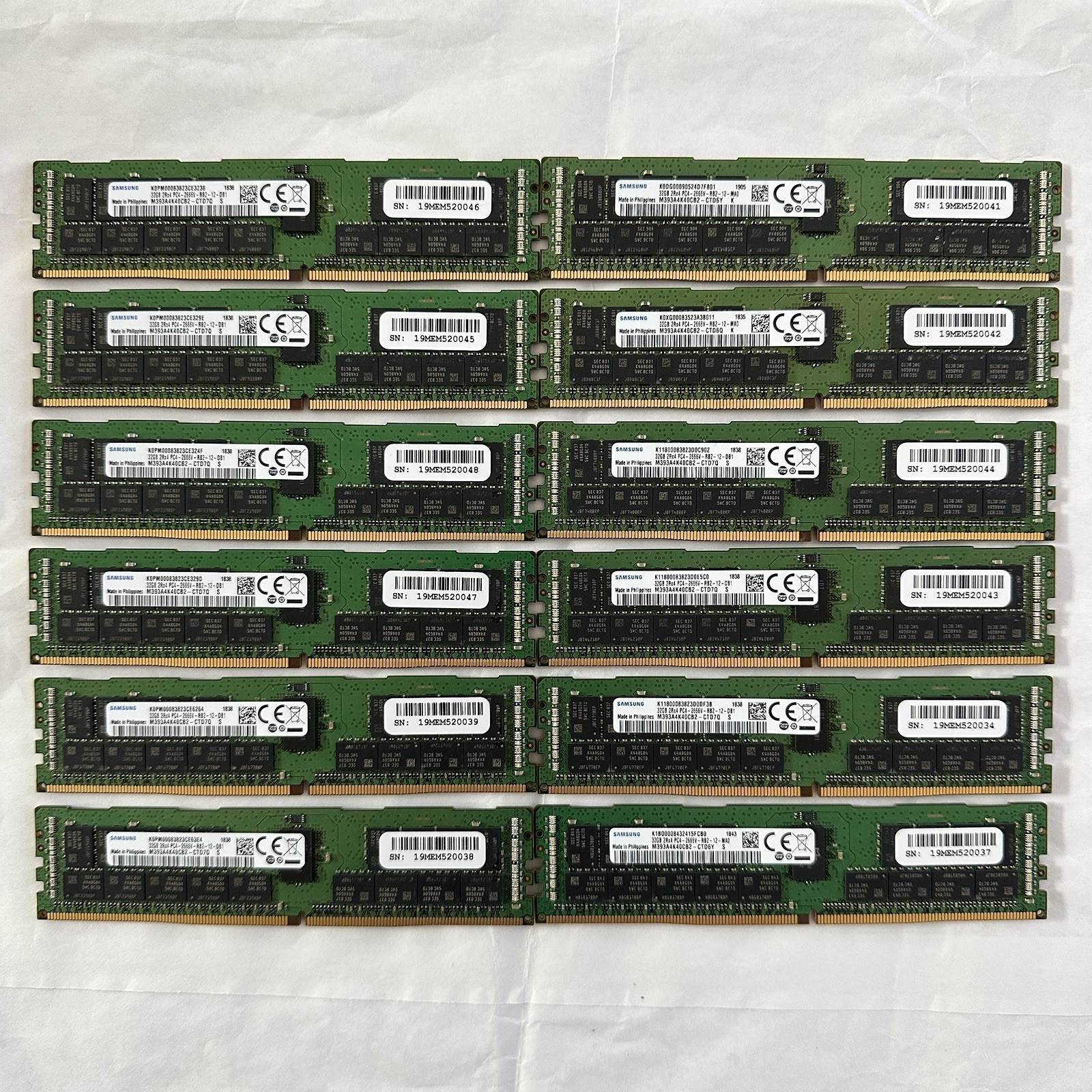 Lot of 12 - Samsung 32GB DDR4 SERVER RAM 2Rx4 PC4-2666V (TESTED) Lot of 12 - Samsung 32GB DDR4 SERVER RAM 2Rx4 PC4-2666V (TESTED)