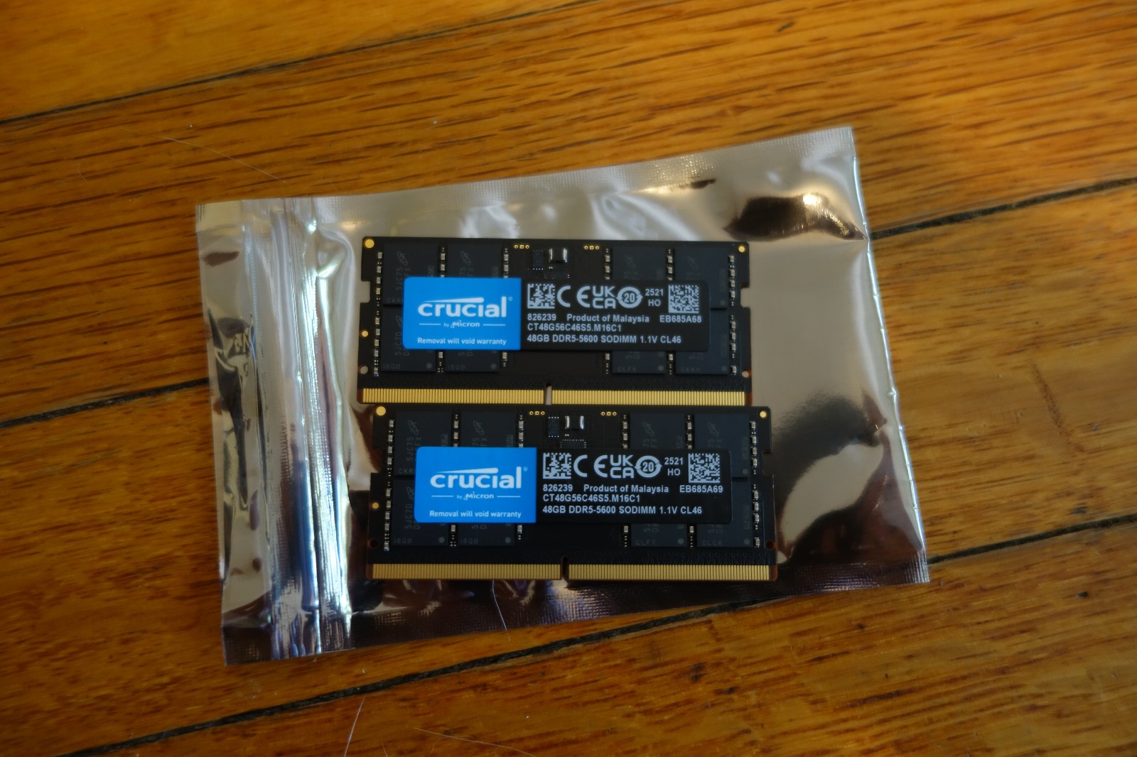 Crucial 96GB Kit (2x48GB) DDR5 5600MHz SODIMM Laptop Memory CT2K48G56C46S5