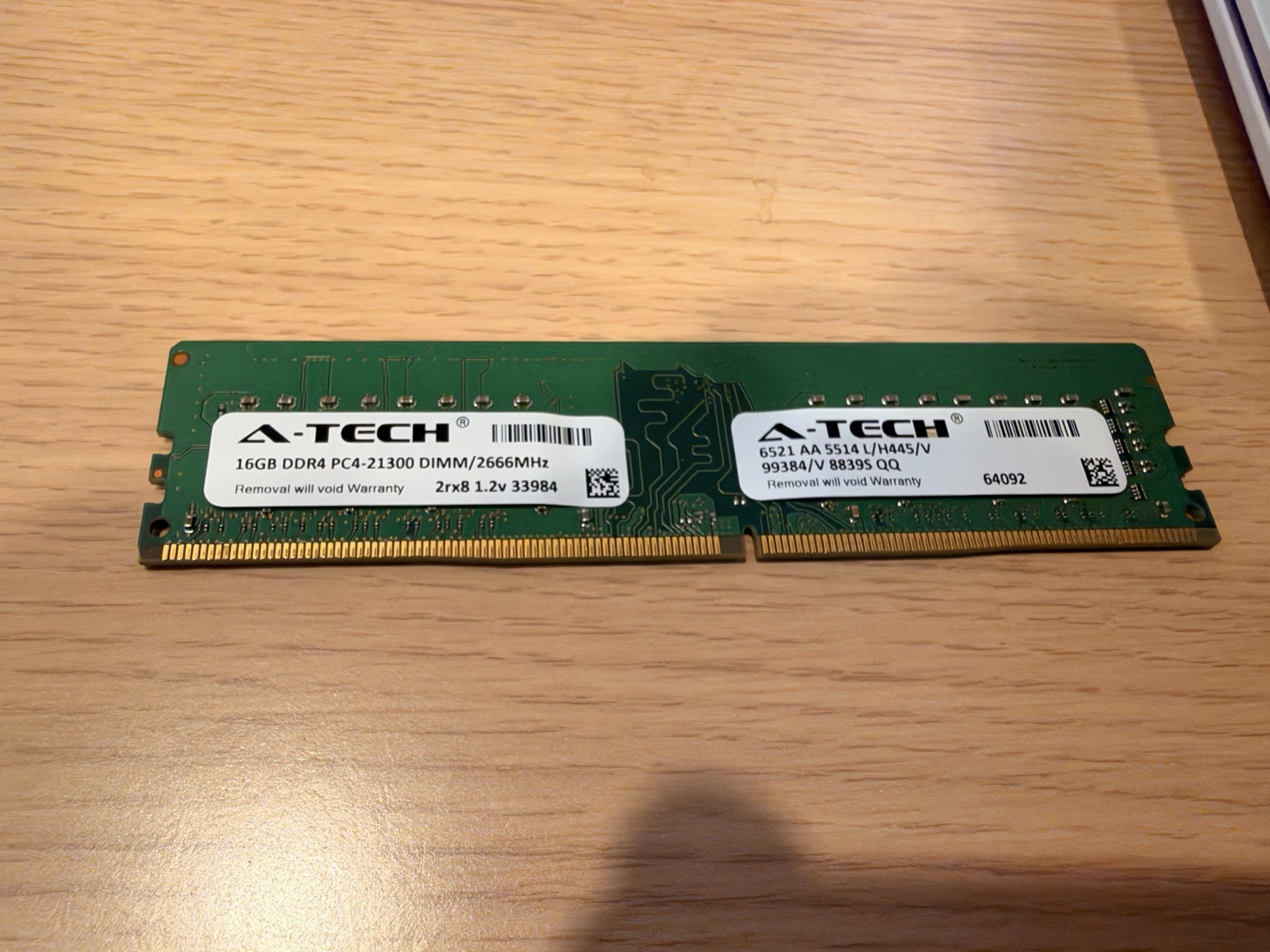A-Tech 16GB 2Rx4 PC4-21300 DDR4-2666MHz ECC REG Server RAM P/N: 64092 L/H445/V A-Tech 16GB 2Rx4 PC4-21300 DDR4-2666MHz ECC REG Server RAM P/N: 64092 L/H445/V