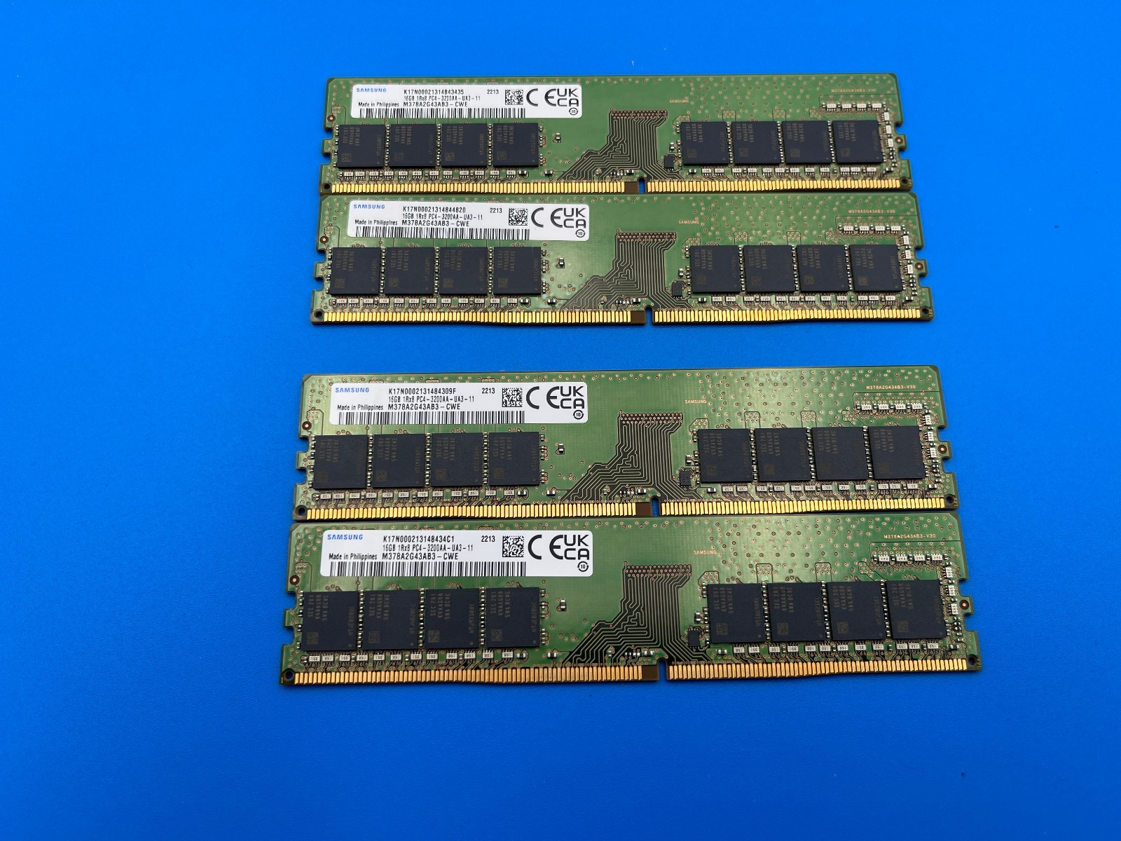 64GB Kit (4x16GB) - 16GB DDR-4 3200AA MHz UDIMM Samsung M378A2G43AB3-CWE Tested