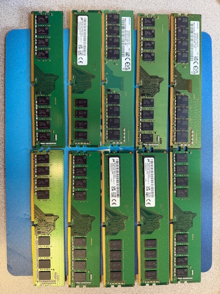 LOT of 10  MIXED BRANDS AND SPEEDS DDR4 16GB  DESKTOP RAM