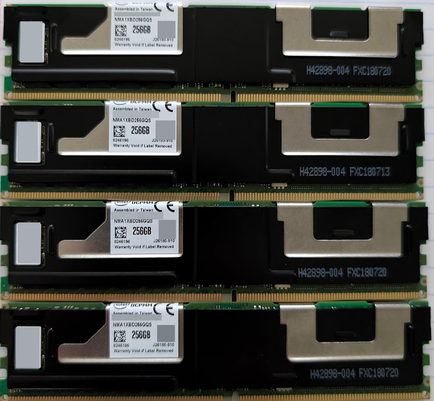 Lot 4x Intel Optane 256GB DCPMM NMA1XBD256GQS DDR4 2666 Persistent Memory 1TB