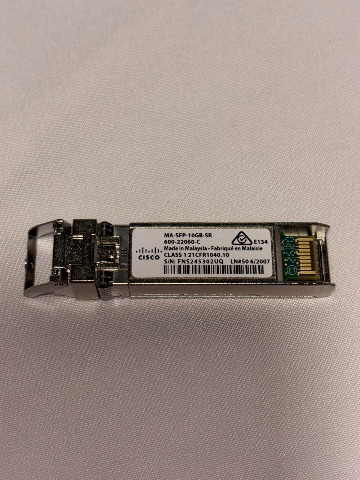 Cisco/Meraki MA-SFP-10GB-SR 10GBASE-SR SFP+ Transceiver 850nm LC MMF
