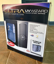 Ultra UV Wizard ATX Mini Tower PC Case Clear Blue Window Vintage Retro Gaming picture