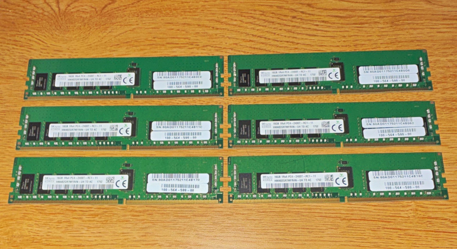 SK hynix 96GB (6x16GB) DDR4 PC4-2400T RDIMM HMA82GR7MFR4N-UH Matching Set