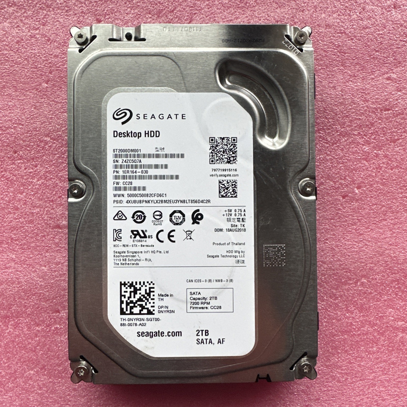 2TB Seagate Barracuda ST2000DM001 7200RPM SATA 6Gbps 64MB Cache 3.5\