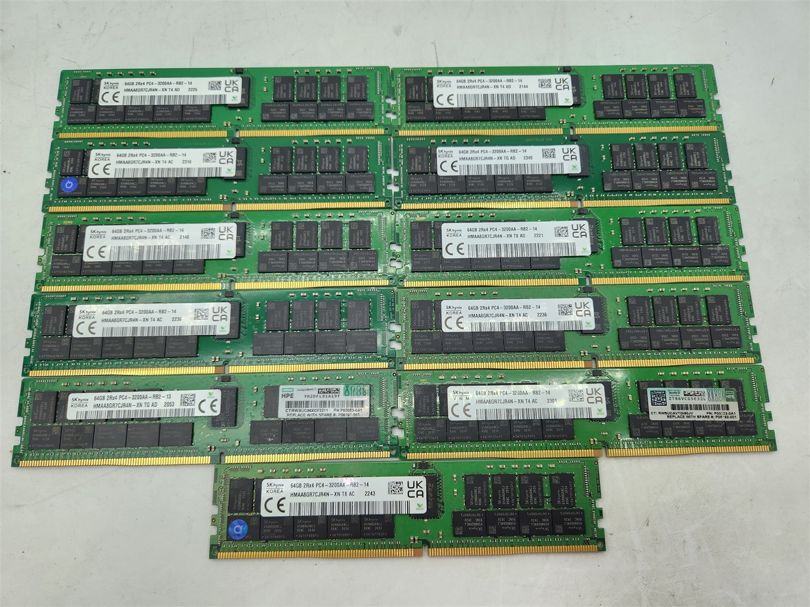Lot of 11~BAD~NON-WORKING SK hynix 64GB 2Rx4 PC4-3200AA-RB2 ServerRAM MemoryDDR4