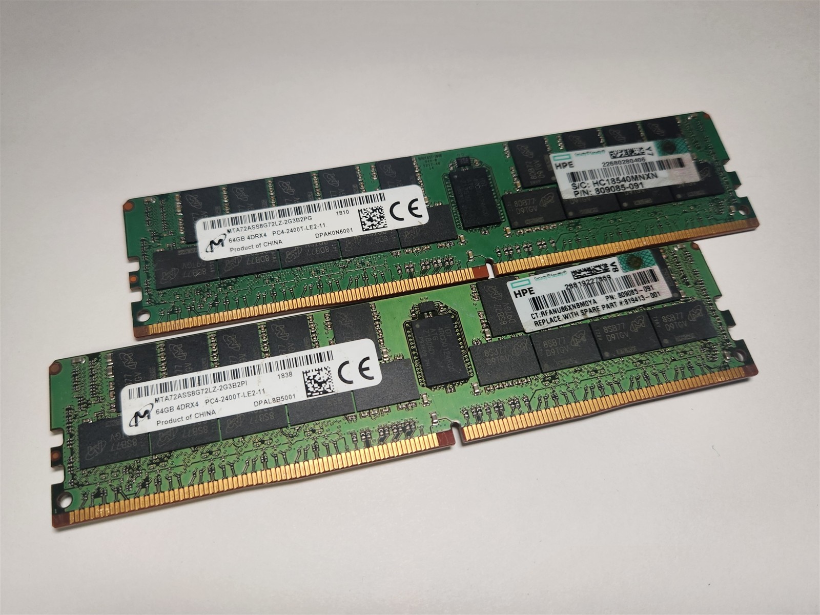 Lot of 2~BAD~NON-WORKING Micron 64GB 4DRx4 PC4-2400T-LE2 Server RAM Memory DDR4