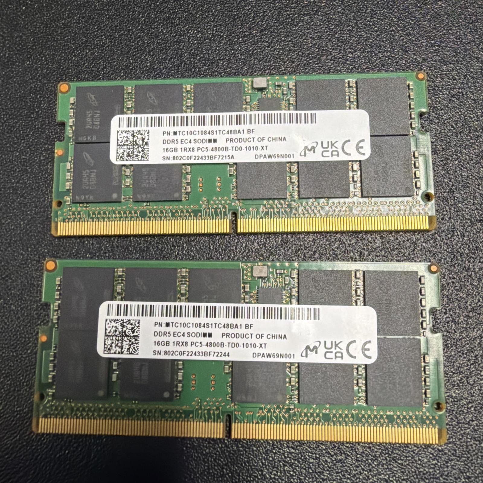Micron 16GB x2 = TOTAL 32GB 1Rx8 PC5-4800B DDR5 SODIMM RAM Memory