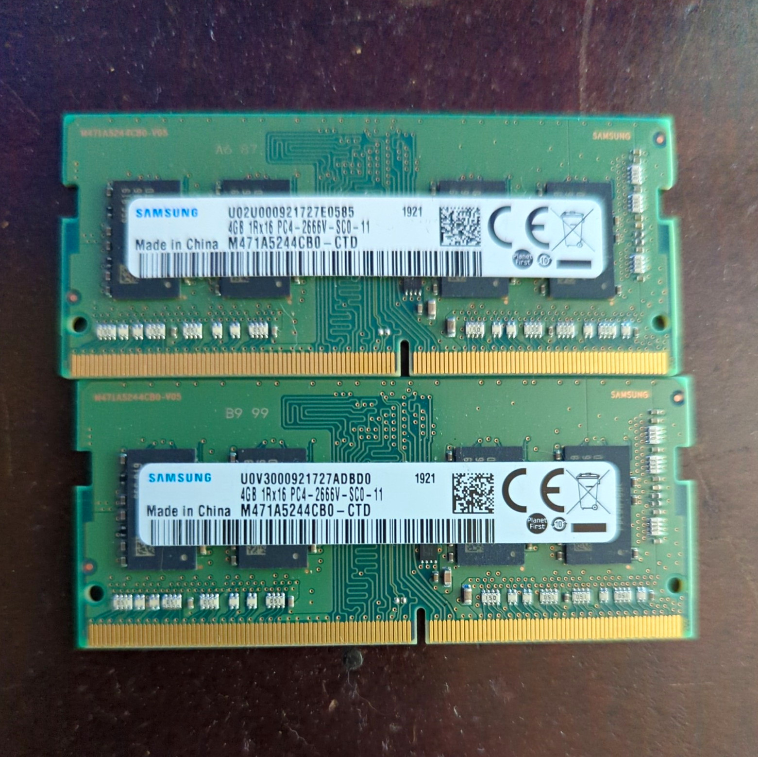 Lot of 2 - 8GB SO-DIM SAMSUNG LAPTOP RAM MEMORY 4GB 1RX8 PC4 2666V-SA1-11 Lot of 2 - 8GB SO-DIM SAMSUNG LAPTOP RAM MEMORY 4GB 1RX8 PC4 2666V-SA1-11