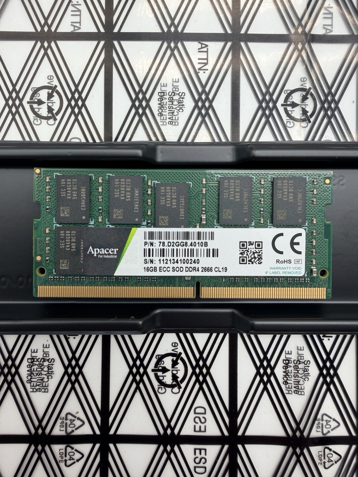 Apacer Industrial 16GB DDR4-2666 ECC Unbuffered SODIMM RAM PC4-21300 260-pin