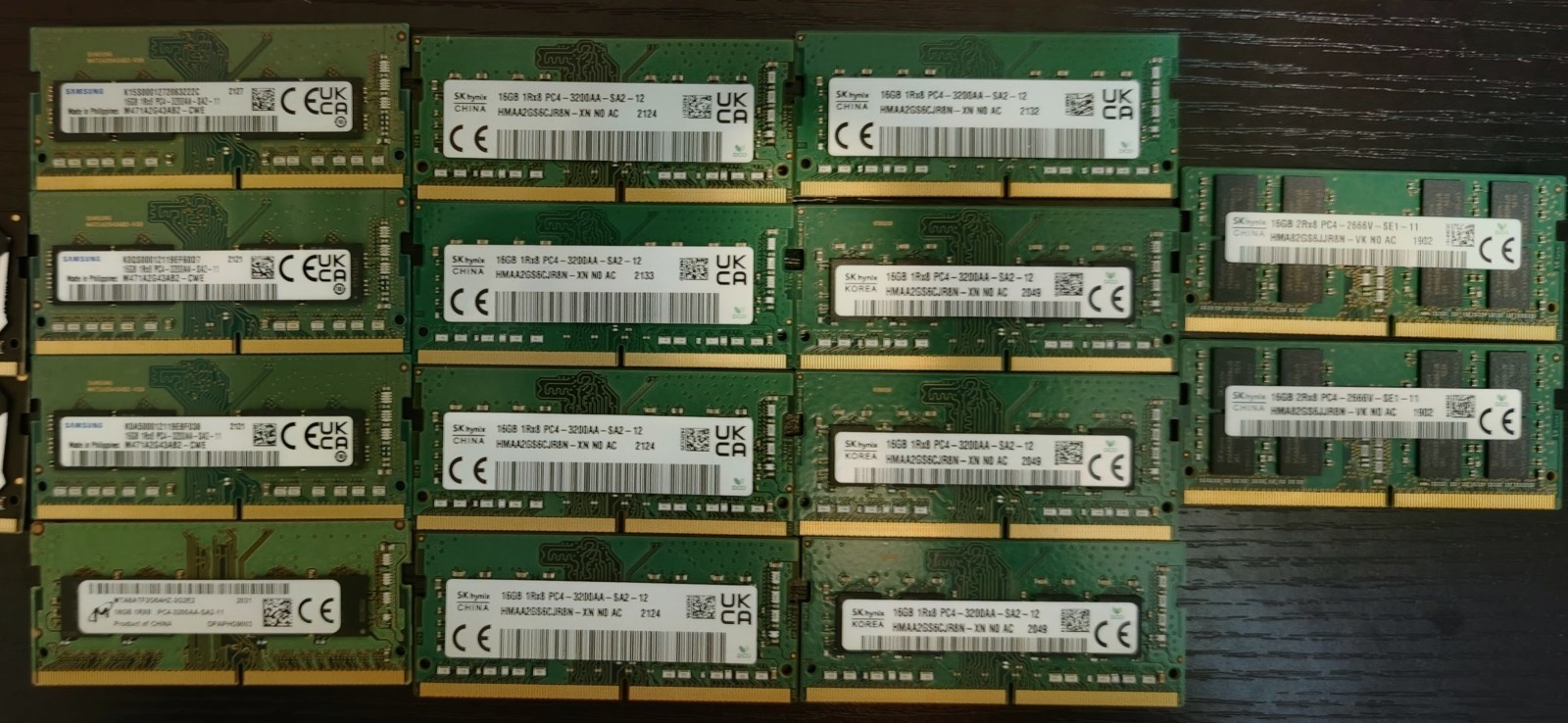 LOT OF 14 Mixed Brand  16GB DDR4 PC4 Laptop RAM 2666-3200 SODIMM Memory