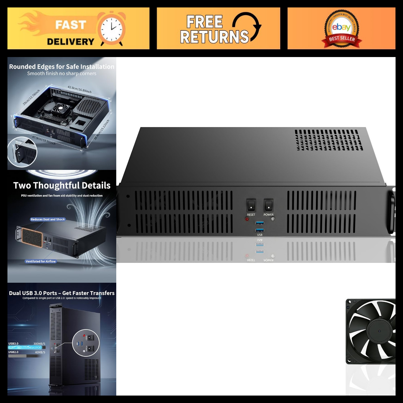 2U Micro-ATX Rackmount Server Case, 4 PCIe Slots, Efficient Cooling System 2U Micro-ATX Rackmount Server Case, 4 PCIe Slots, Efficient Cooling System
