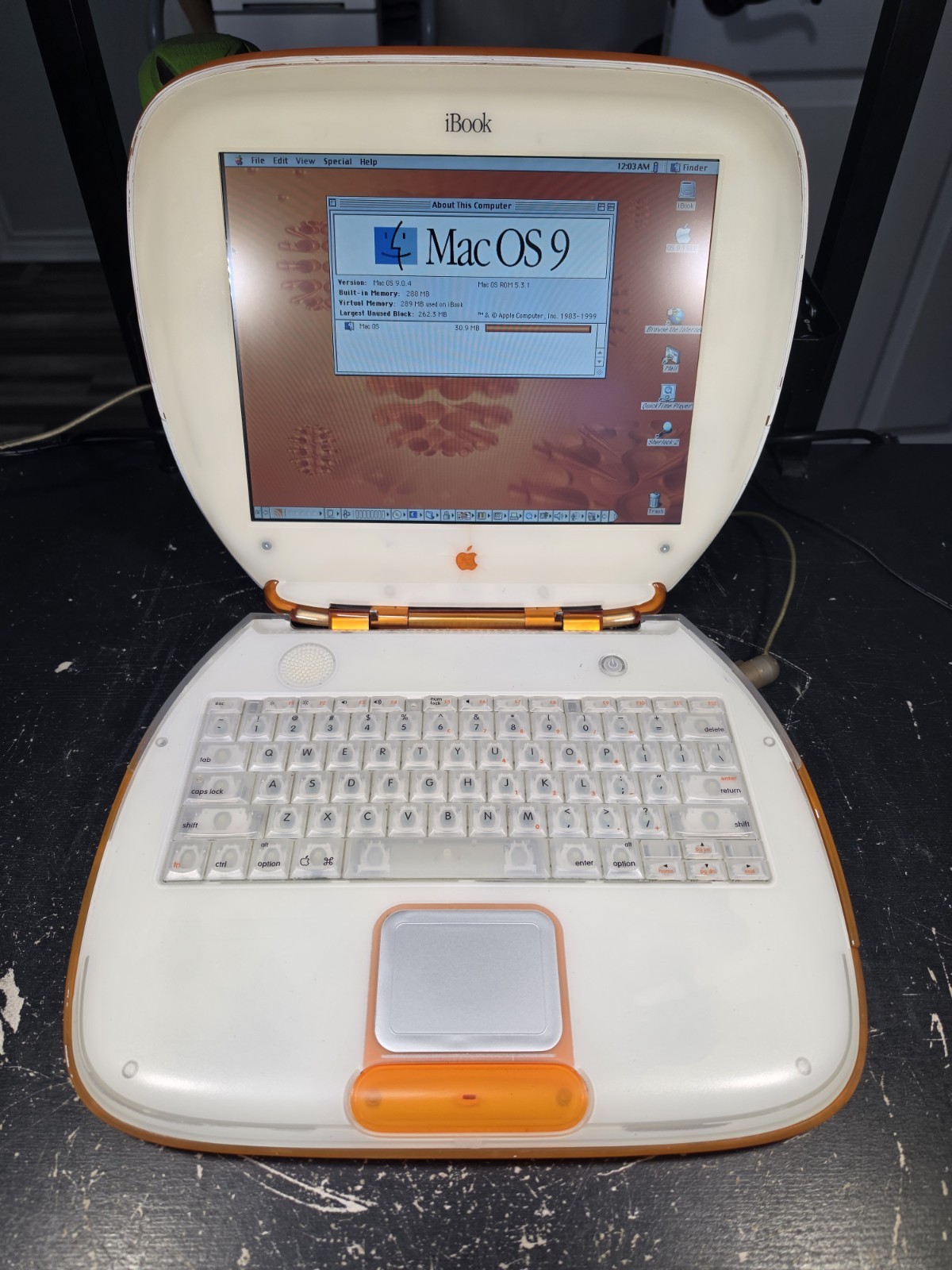 Vintage TESTED Tangerine Apple iBook G3 Clamshell M2453 288MB RAM + Charger