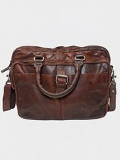 Vintage Pure Leather Briefcase Brown Laptop Messenger Bag Satchel Document  picture