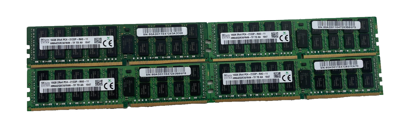 Lot of 4 - SK Hynix HMA42GR7AFR4N-TF 16GB 2Rx4 PC4-2133P DDR4 ECC Server RAM Lot of 4 - SK Hynix HMA42GR7AFR4N-TF 16GB 2Rx4 PC4-2133P DDR4 ECC Server RAM
