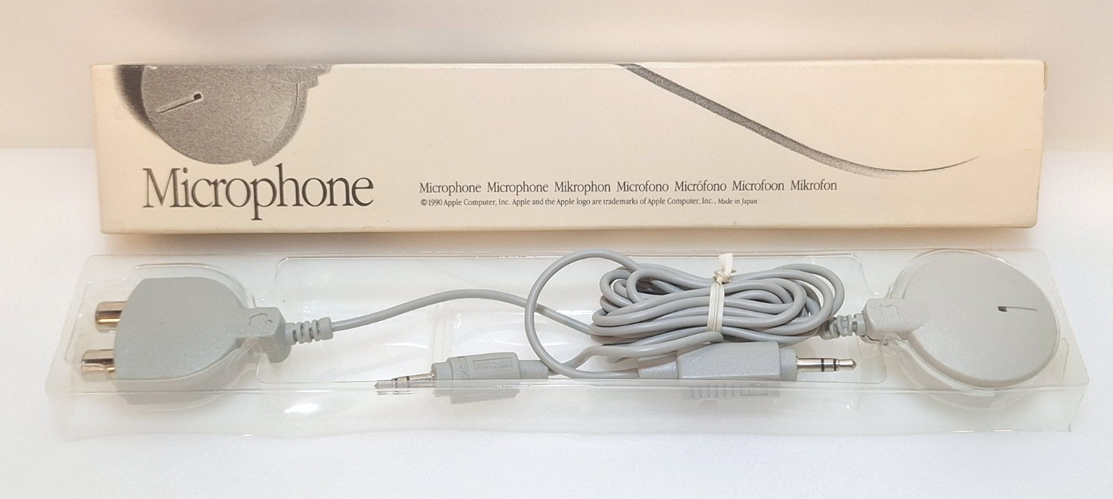Apple Mac Microphone Vintage 1990 Model 590-0618-A Original Box Japan AUX Gray Apple Mac Microphone Vintage 1990 Model 590-0618-A Original Box Japan AUX Gray