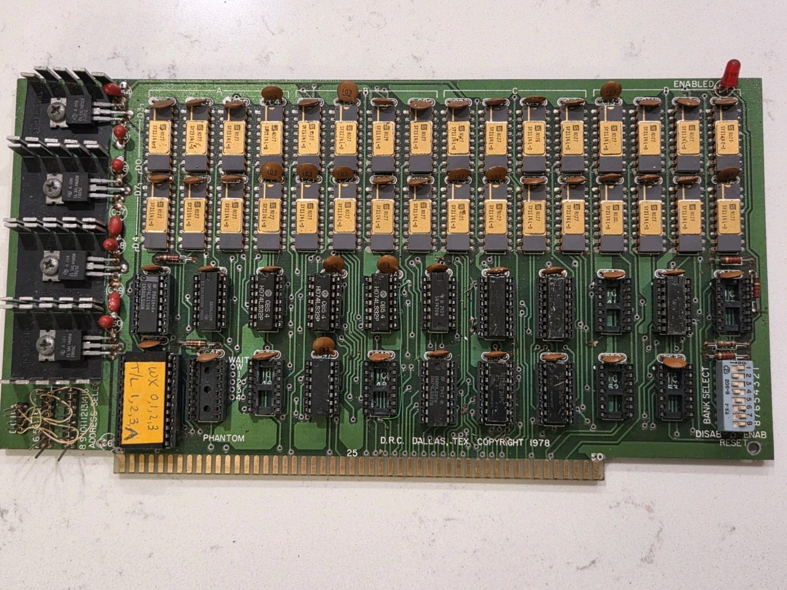 Vintage 1978 D.R.C. Dallas Texas S-100 16K Static RAM Board Ceramic 2114