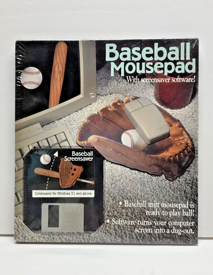 VINTAGE 1995 Baseball Mousepad with screensaver Software Floppy Disc Sealed 