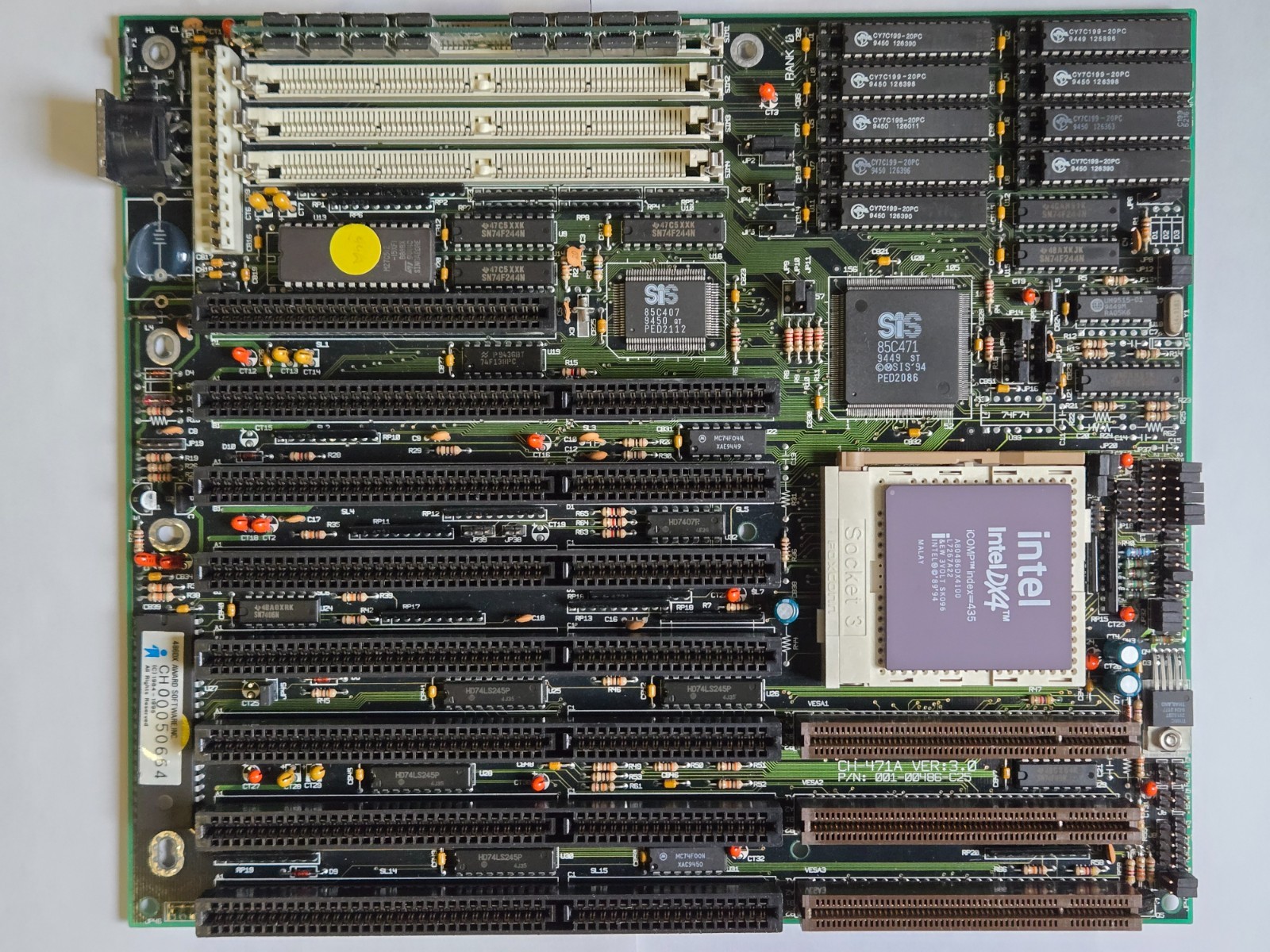 Socket 3 VLB Motherboard,Chicony CH-471A Ver3.0 486DX4-100 32MB Vintage Working